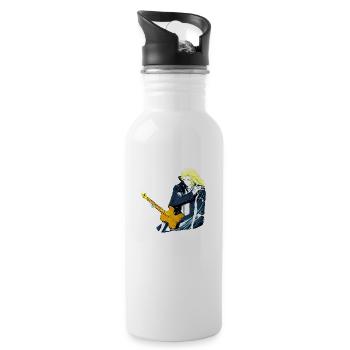 Typ mit Gitarre - Trinkflasche mit integriertem Trinkhalm - Weiß - Rechts