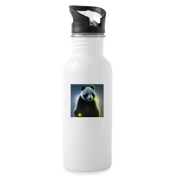 Ein Panda für jedes Herz - Trinkflasche mit integriertem Trinkhalm - Weiß - Rechts