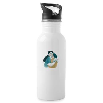 Mama und Tochter - Trinkflasche mit integriertem Trinkhalm - Weiß - Rechts