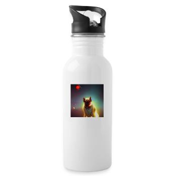 Le chien de l’univers - Gourde avec paille intégrée - blanc - Droite