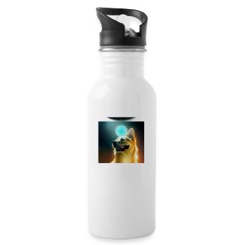 Le chien de l’univers - Gourde avec paille intégrée - blanc - Droite