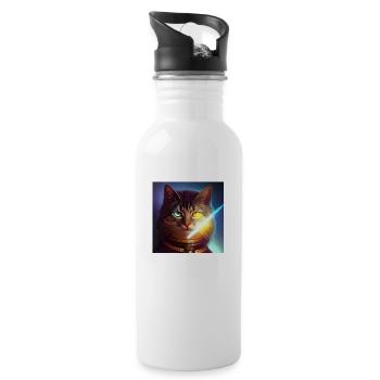 The Universe Cat - Water bottle with straw - white - Right