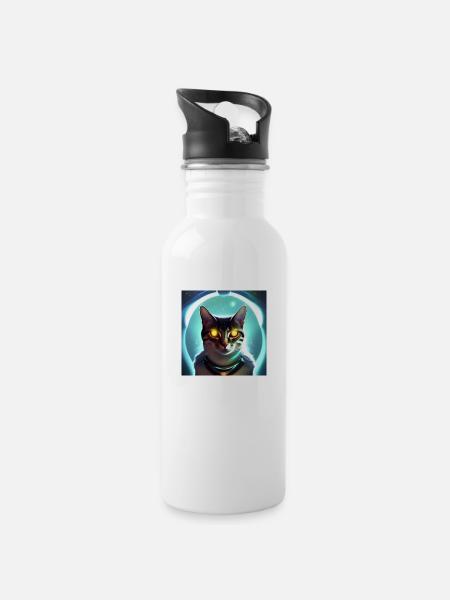 The Universe Cat - Water bottle with straw - white