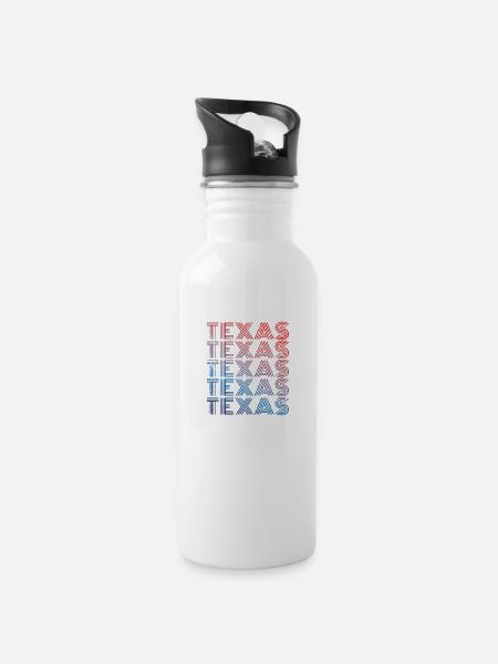 Texas Retro - Trinkflasche mit integriertem Trinkhalm - Weiß