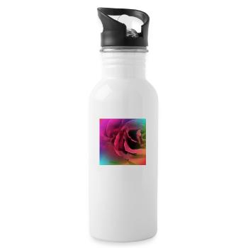 Creative multicolored photo of a rose - Water bottle with straw - white - Right