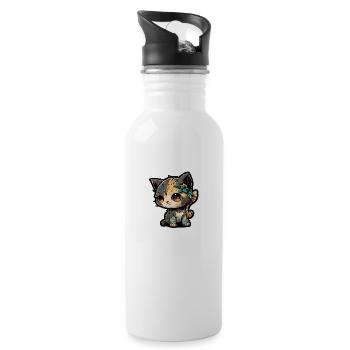 A Cute Adorable Kitten - Water bottle with straw - white - Right