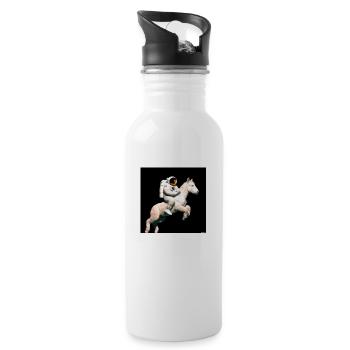 Foto eines Astronauten auf einem Pferd - Trinkflasche mit integriertem Trinkhalm - Weiß - Rechts