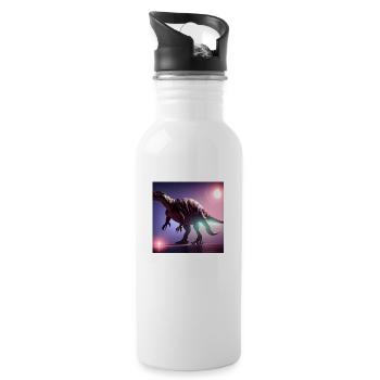 Dinosaur Fossil Dino Trex Nature - Water bottle with straw - white - Right