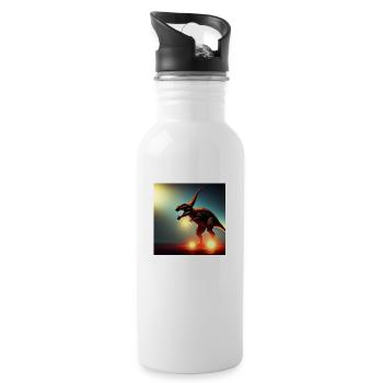 Dinosaur Fossil Dino Trex Nature - Water bottle with straw - white - Right