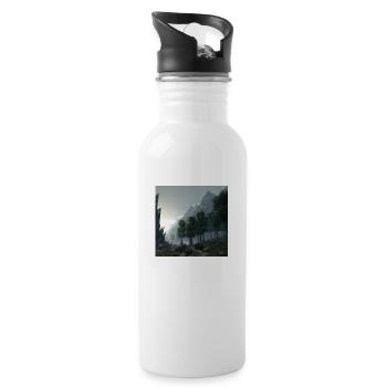 Beau paysage dans le brouillard - Gourde avec paille intégrée - blanc - Droite