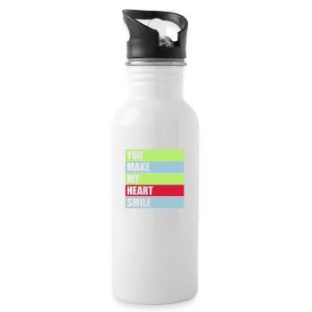 make my heart smile - Trinkflasche mit integriertem Trinkhalm - Weiß - Rechts