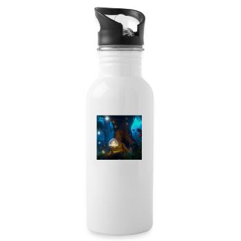 Magischer Wald - Trinkflasche mit integriertem Trinkhalm - Weiß - Rechts