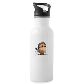 Comic Cute Kawaii Sticker Vogel Singvogel flauschi - Trinkflasche mit integriertem Trinkhalm - Weiß - Rechts