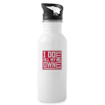 all my own stunts - Water bottle with straw - white - Right