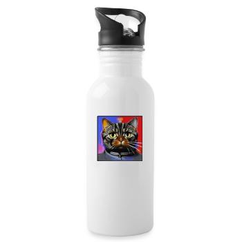 Space cat - Water bottle with straw - white - Right