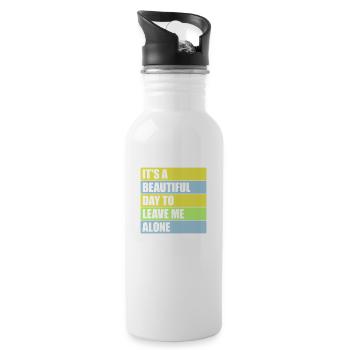 leave me alone day - Trinkflasche mit integriertem Trinkhalm - Weiß - Rechts