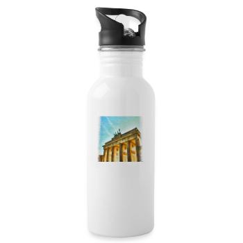 the Brandenburger tor as an acrylpainting - Trinkflasche mit integriertem Trinkhalm - Weiß - Rechts