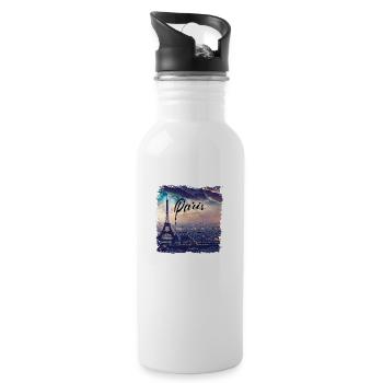 Paris Eiffel Tower Casual Style - Water bottle with straw - white - Right