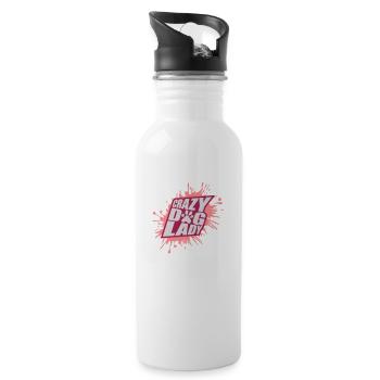 crazy dog lady quote - Water bottle with straw - white - Right