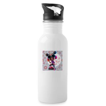 FUNNY MUSIC ILLUSTRATION GIRL 12 - Water bottle with straw - white - Right