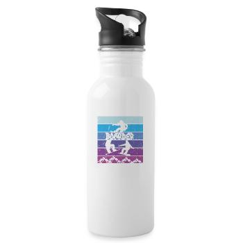 Snowboard Snowboarding Shirt - Boarder Vintage - Trinkflasche mit integriertem Trinkhalm - Weiß - Rechts