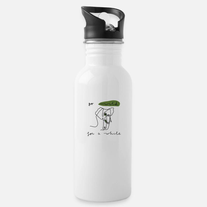 Go wild - Trinkflasche mit integriertem Trinkhalm - Weiß