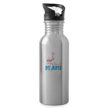 Flamingo Miami Beach - Water bottle with straw - silver - Right