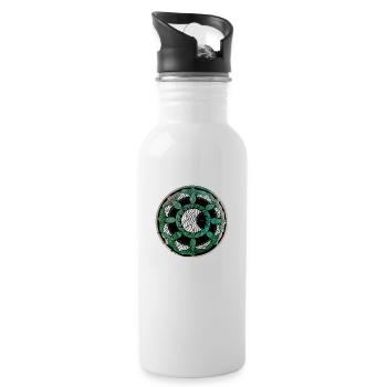 Karife Mondmandala 1 grün rund transparent - Trinkflasche mit integriertem Trinkhalm - Weiß - Rechts