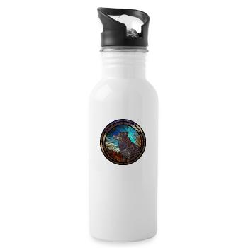 Stained glass wolf - Water bottle with straw - white - Right