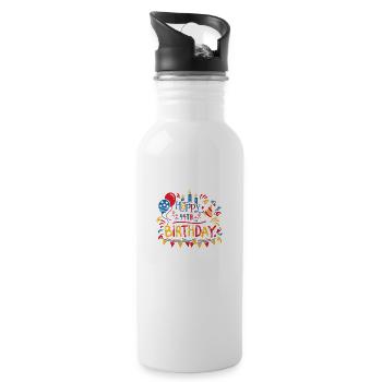 Alles Gute zum 44. Geburtstag Vierundvierzigste 44-jährige Geschenke - Trinkflasche mit integriertem Trinkhalm - Weiß - Rechts