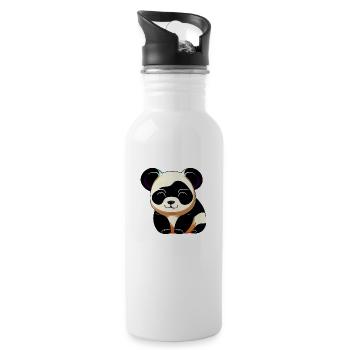 Süßer Panda Kawaii Cartoon Bär Liebe 1 - Trinkflasche mit integriertem Trinkhalm - Weiß - Rechts