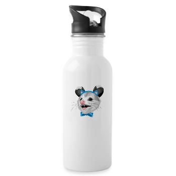Lustiges Opossum - Trinkflasche mit integriertem Trinkhalm - Weiß - Rechts