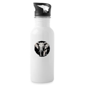 Little Elephant Cartoon Cute Love Adventure 7 - Water bottle with straw - white - Right