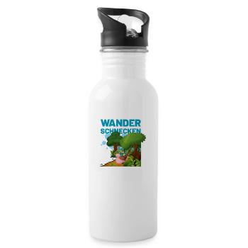 die Wanderschnecken blau - Trinkflasche mit integriertem Trinkhalm - Weiß - Rechts