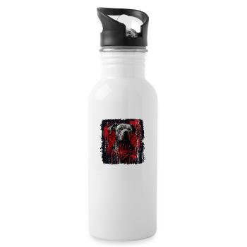 American Staffordshire Terrier - Trinkflasche mit integriertem Trinkhalm - Weiß - Rechts