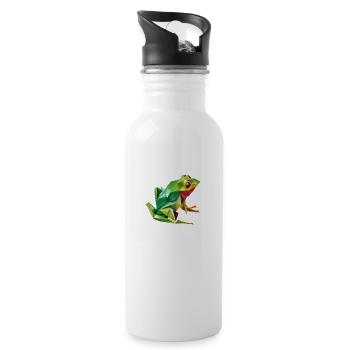 Origami Geometrie Frosch bunt modern arty - Trinkflasche mit integriertem Trinkhalm - Weiß - Rechts