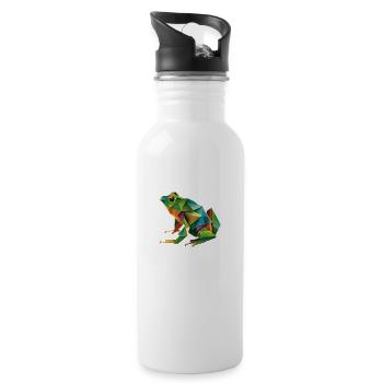 Origami Geometrie Frosch bunt modern arty - Trinkflasche mit integriertem Trinkhalm - Weiß - Rechts