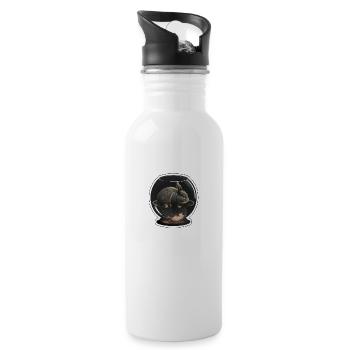 A gray rabbit in an aquarium - Water bottle with straw - white - Right