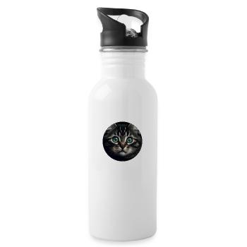 süßes Tabby-Kätzchen mit großen Augen - Trinkflasche mit integriertem Trinkhalm - Weiß - Rechts