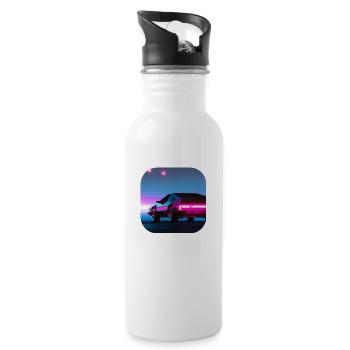 Back To The 80's | Synthwave - Water bottle with straw - white - Right