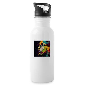 Abstract Woman Design - Water bottle with straw - white - Right