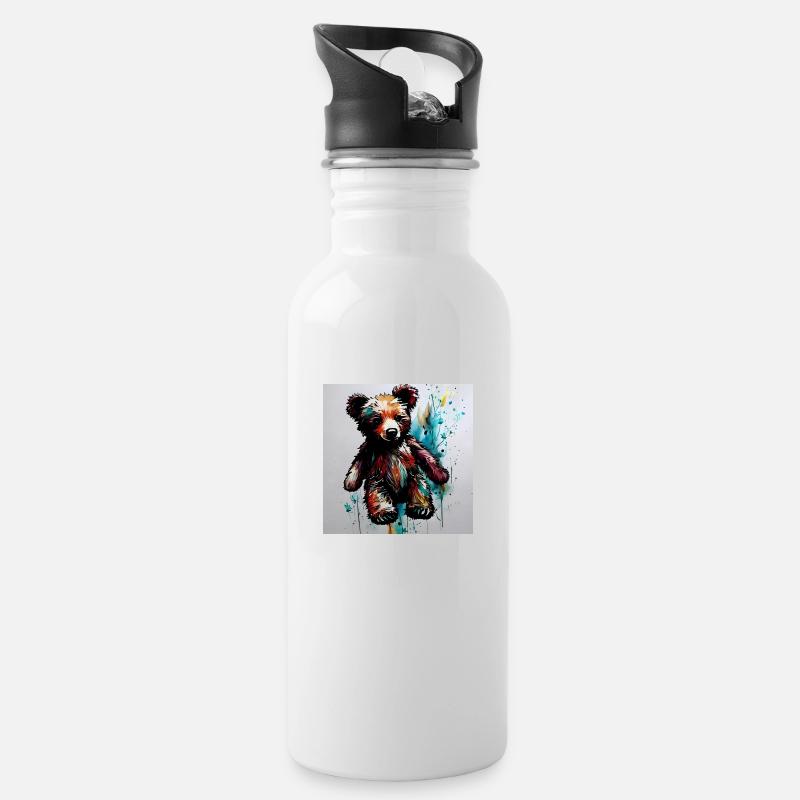 Teddybear - Trinkflasche mit integriertem Trinkhalm - Weiß