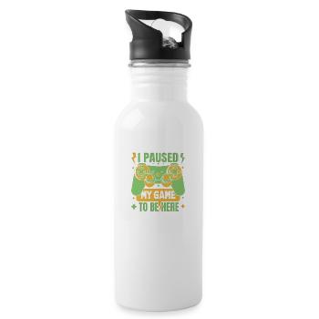 I Paused My Game To Be Here - Water bottle with straw - white - Right