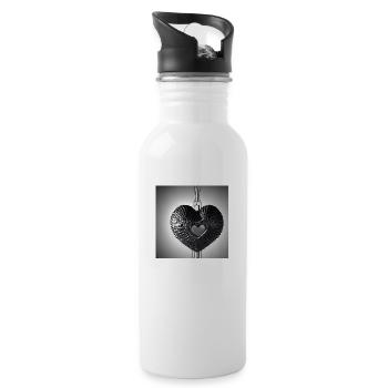 Metall Herz Schmuck - Trinkflasche mit integriertem Trinkhalm - Weiß - Rechts
