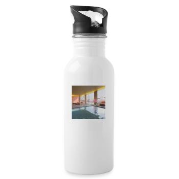 Ein sonnendurchfluteter Lounge-Bereich art 2 - Trinkflasche mit integriertem Trinkhalm - Weiß - Rechts