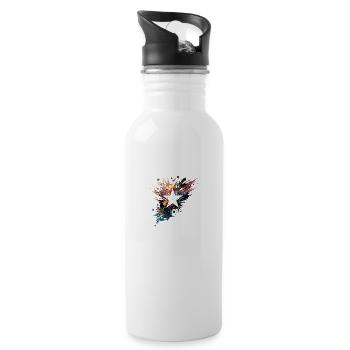 Star and colors in water - Water bottle with straw - white - Right