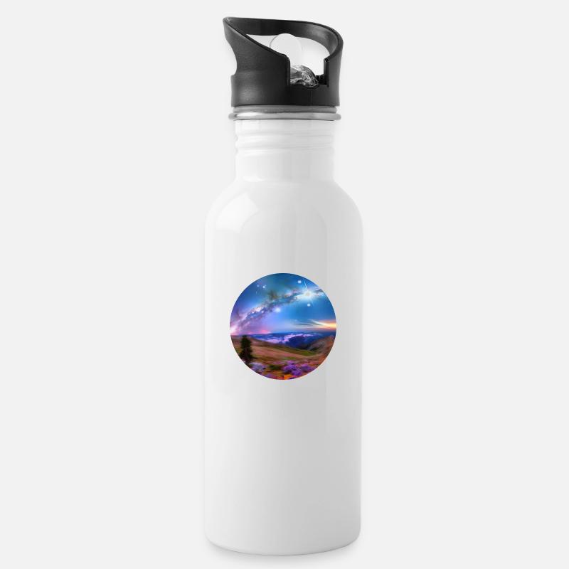 Galaxy Digital Art - Water bottle with straw - white