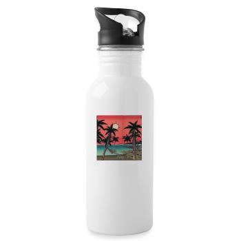 Japan Art Style - Trinkflasche mit integriertem Trinkhalm - Weiß - Rechts