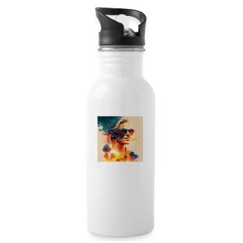 A woman in the sun - Water bottle with straw - white - Right