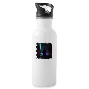 Dark protector in the city with neon light - Water bottle with straw - white - Right